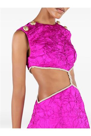 Abito corto increspato in seta fucsia ROBERTO CAVALLI | UWT101SE04502520